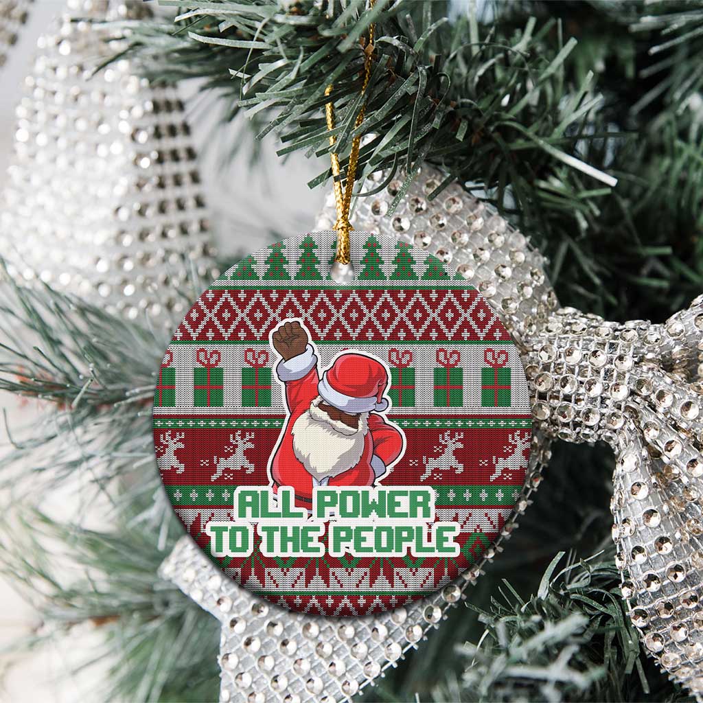 Africa Christmas Black Santa Fist Ceramic Ornament All Power to the People DT03
