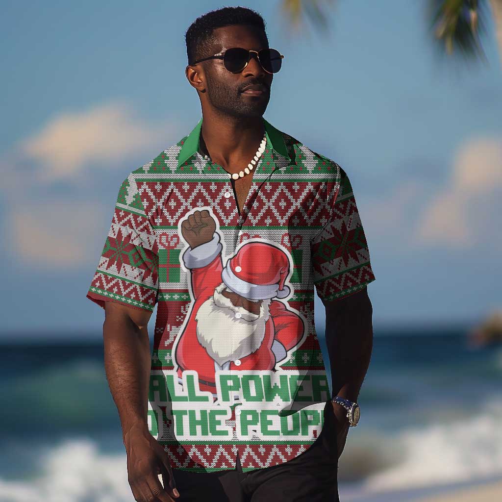 Black Santa Fist Christmas Africa Hawaiian Shirt All Power to the People DT03