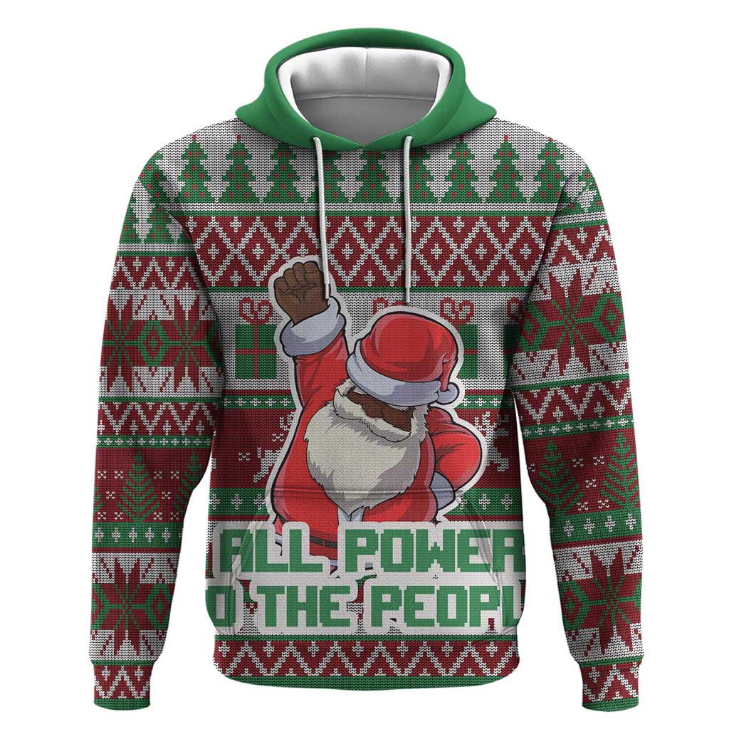 Africa Christmas Black Santa Fist Hoodie All Power to the People DT03