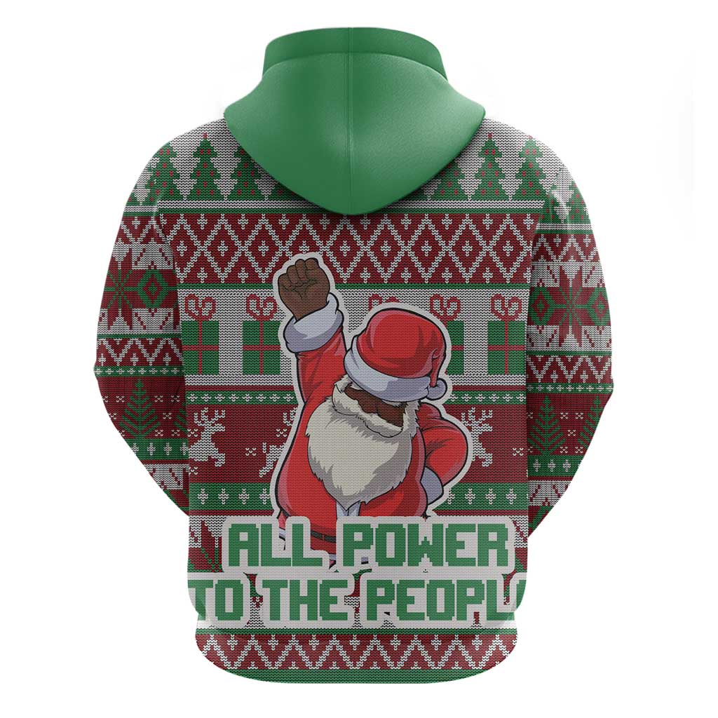 Africa Christmas Black Santa Fist Hoodie All Power to the People DT03