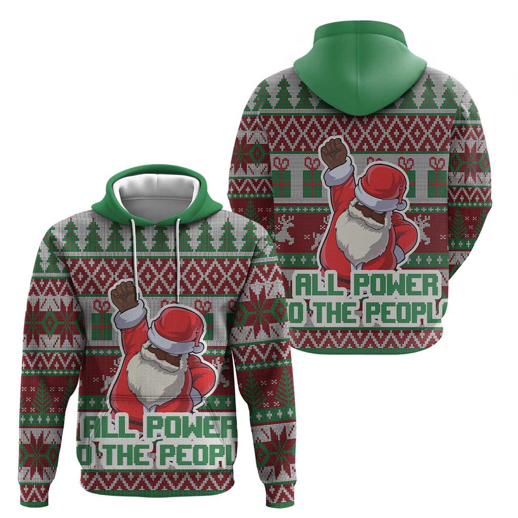 Africa Christmas Black Santa Fist Hoodie All Power to the People DT03