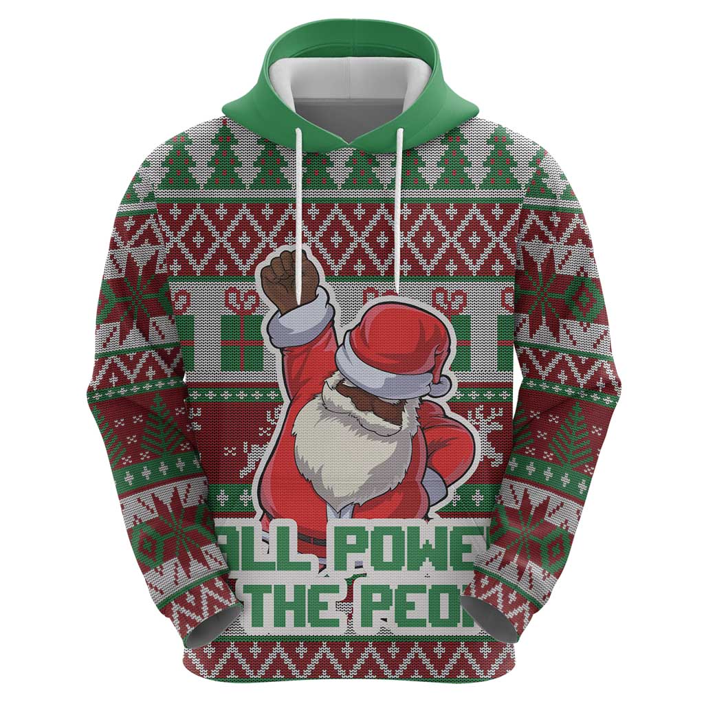 Africa Christmas Black Santa Fist Hoodie All Power to the People DT03