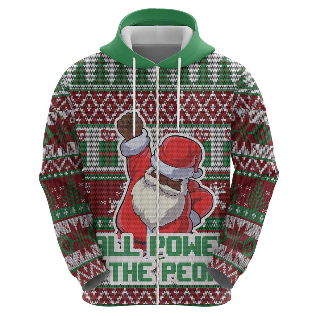 Africa Christmas Black Santa Fist Hoodie All Power to the People DT03