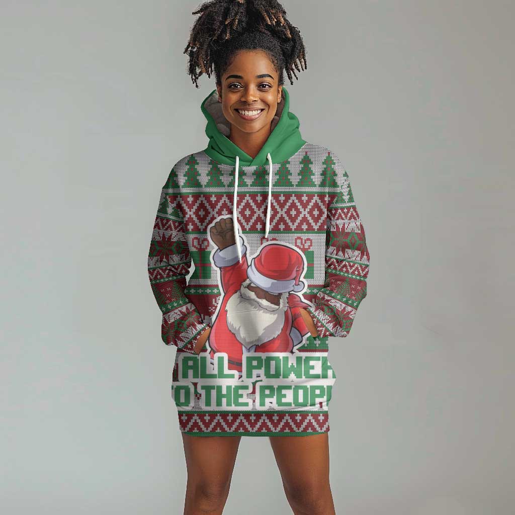 Black Santa Fist Christmas Africa Hoodie Dress All Power to the People DT03