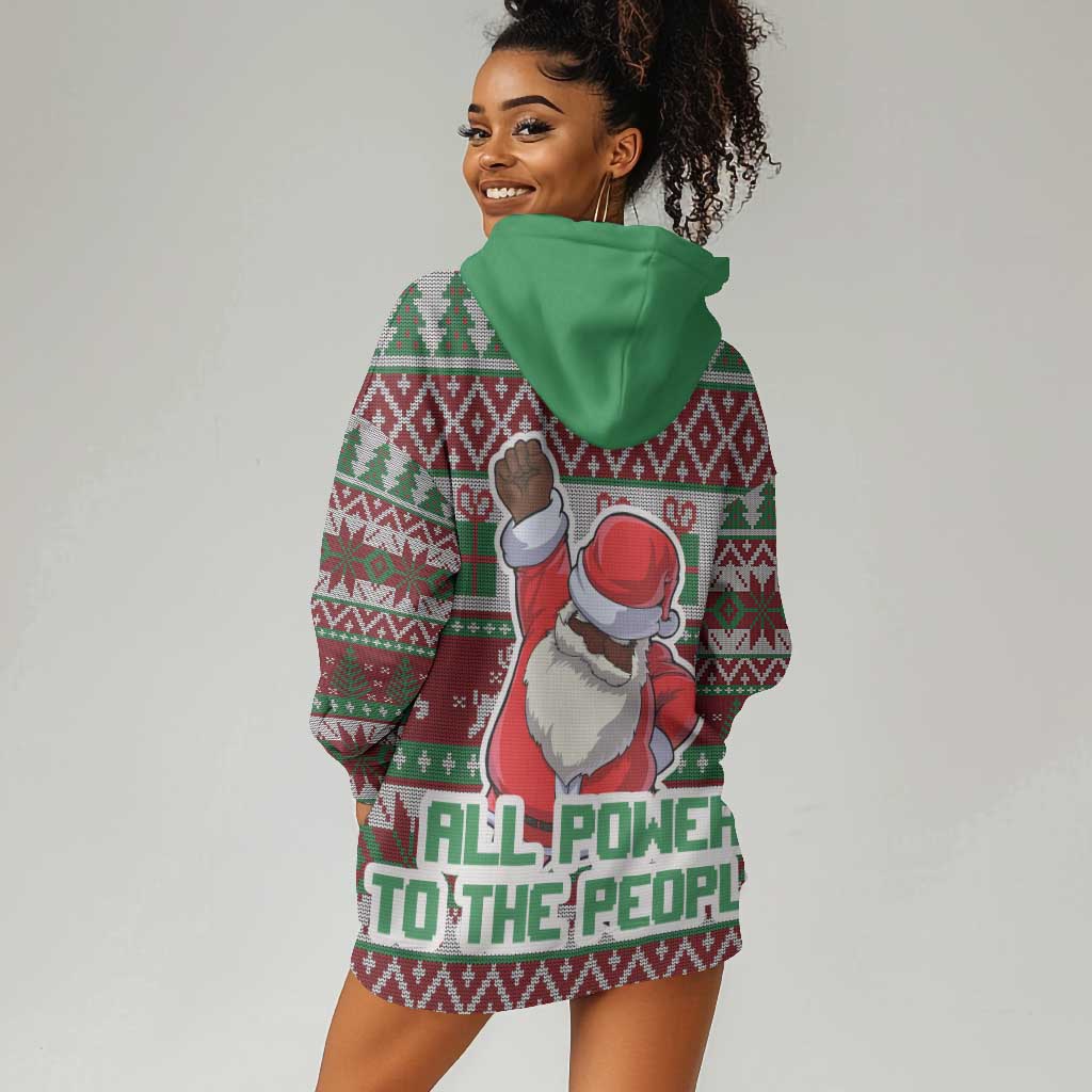 Black Santa Fist Christmas Africa Hoodie Dress All Power to the People DT03