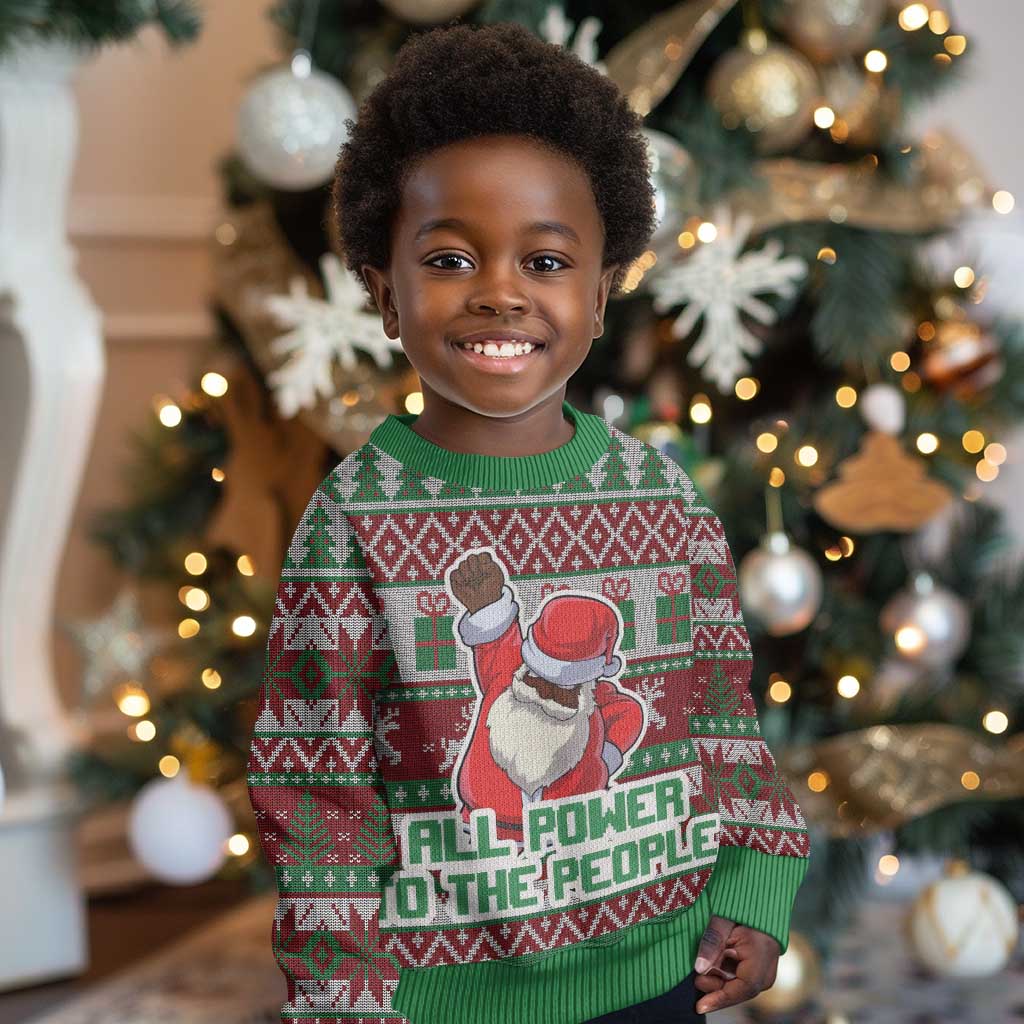Black Santa Fist Christmas Africa Kid Ugly Christmas Sweater All Power to the People DT03