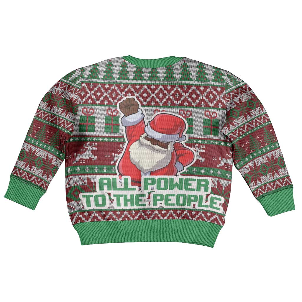 Black Santa Fist Christmas Africa Kid Ugly Christmas Sweater All Power to the People DT03