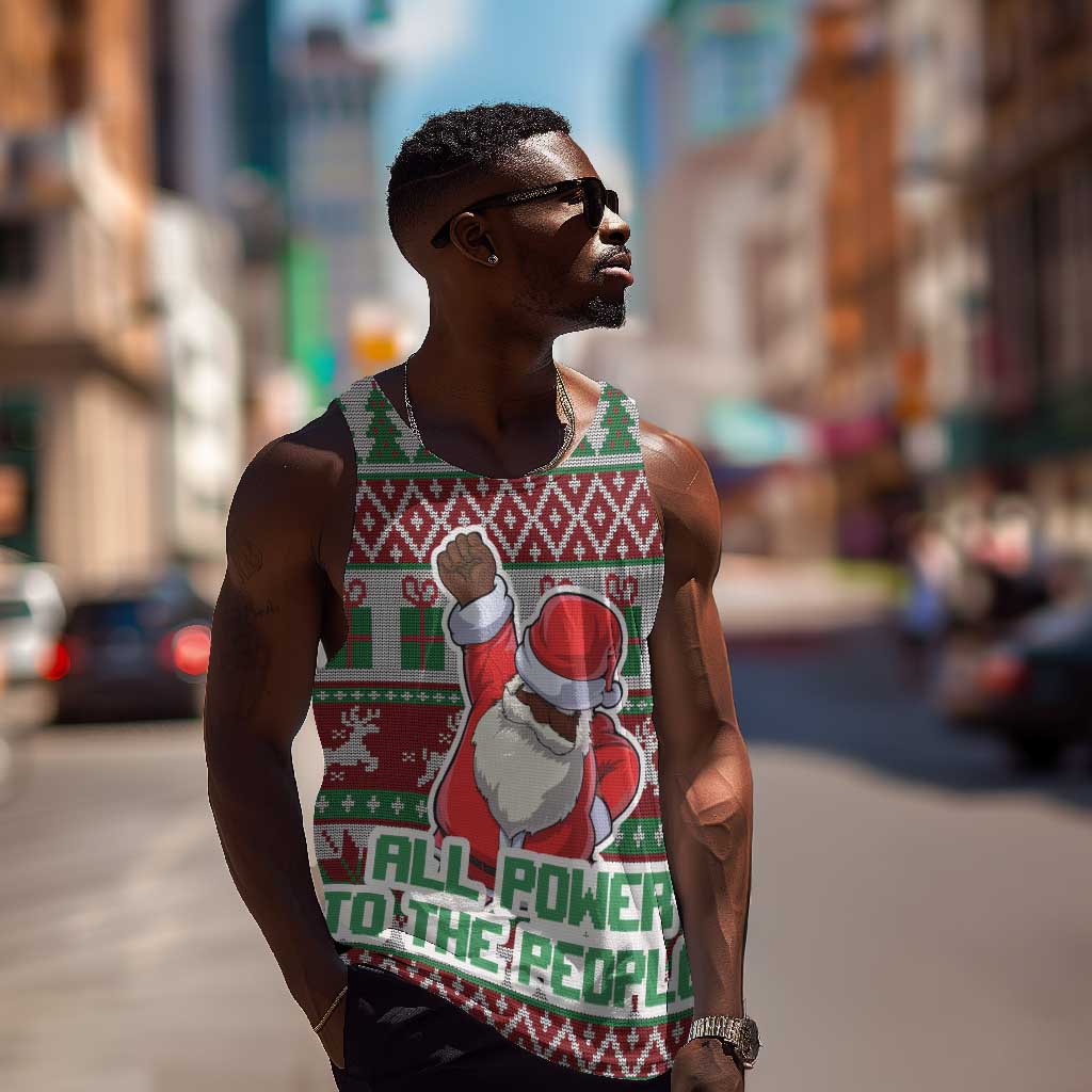 Black Santa Fist Christmas Africa Men Tank Top All Power to the People DT03