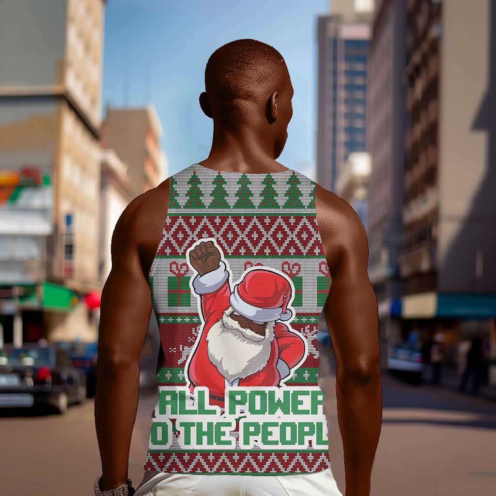 Black Santa Fist Christmas Africa Men Tank Top All Power to the People DT03