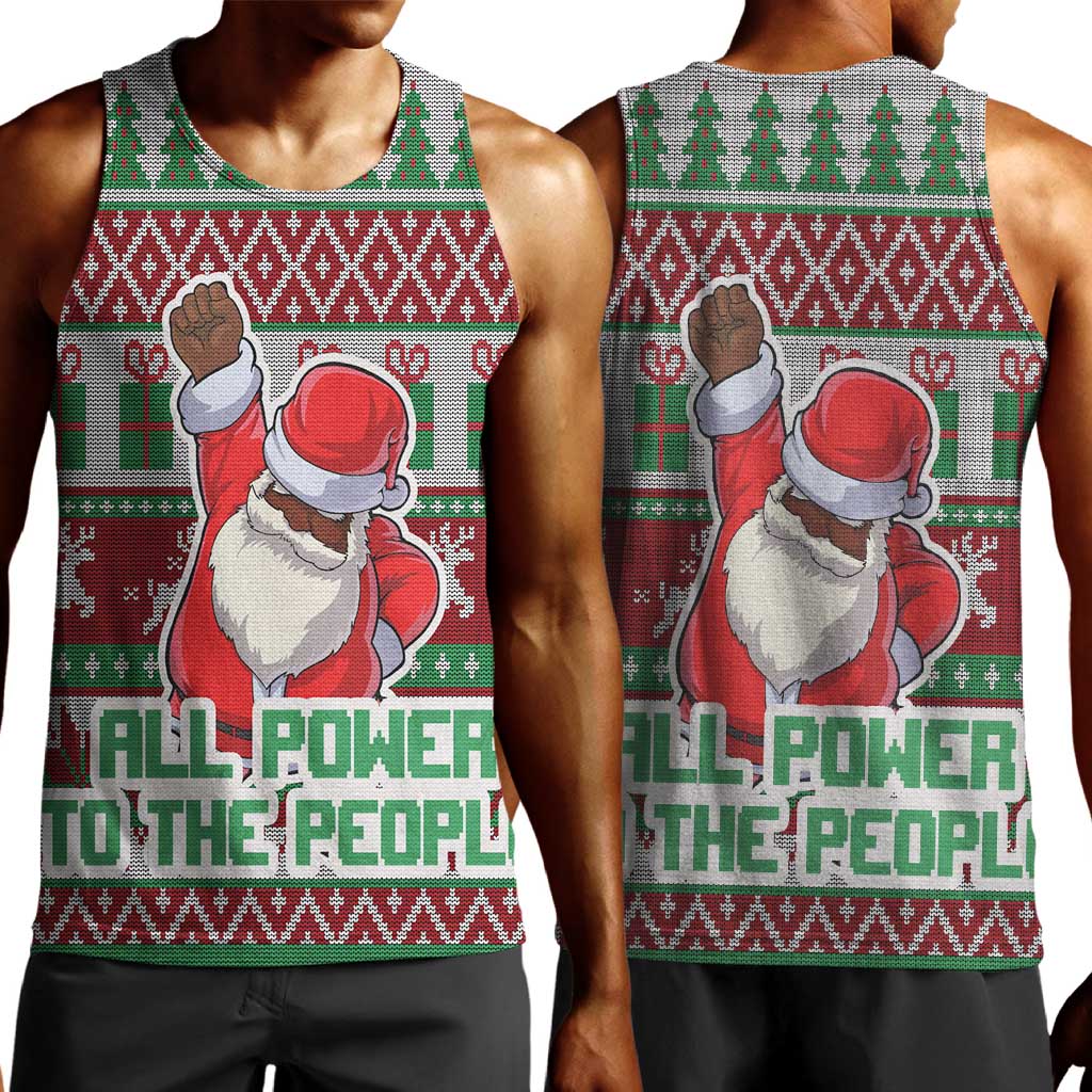 Black Santa Fist Christmas Africa Men Tank Top All Power to the People DT03