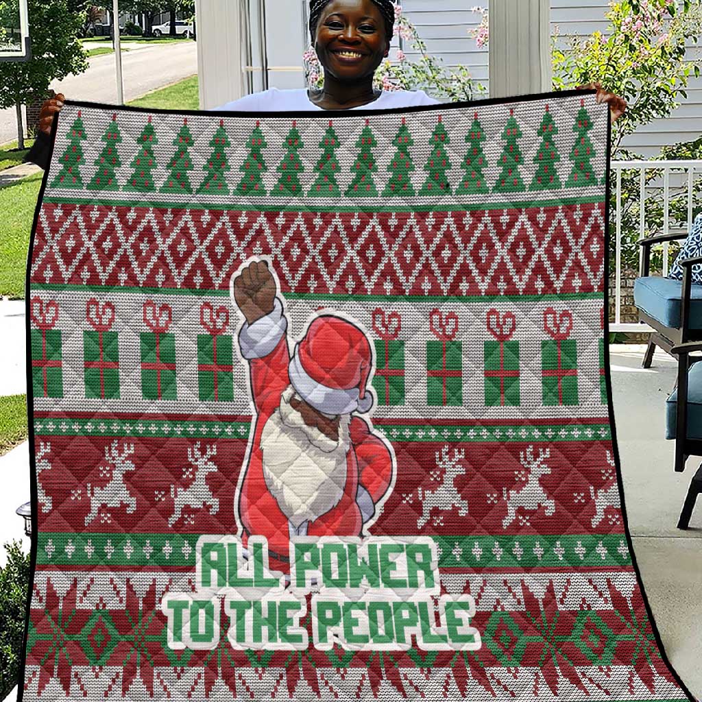 Black Santa Fist Christmas Africa Quilt All Power to the People DT03
