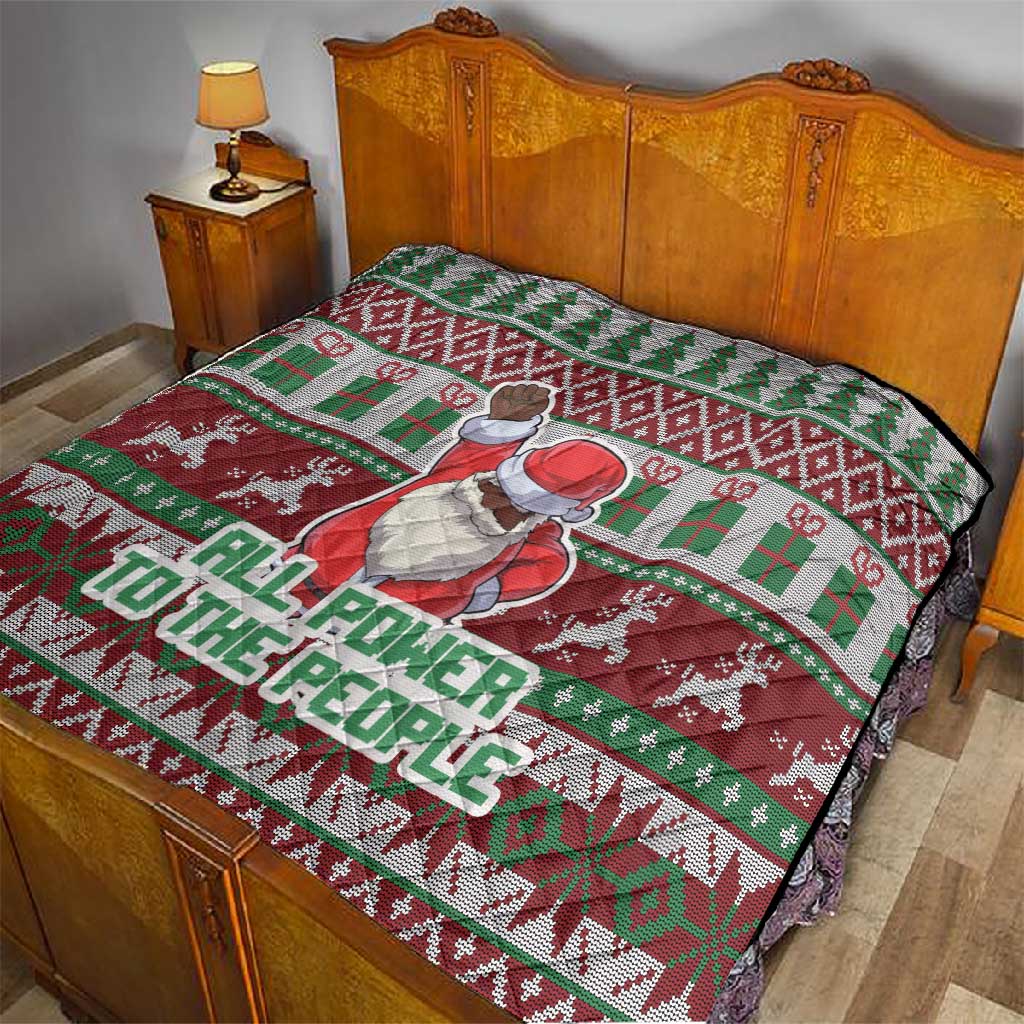 Black Santa Fist Christmas Africa Quilt All Power to the People DT03