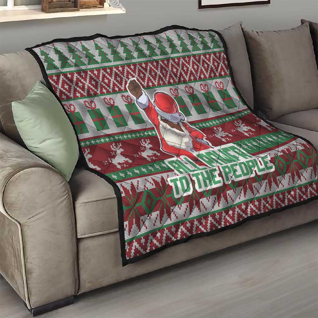 Black Santa Fist Christmas Africa Quilt All Power to the People DT03