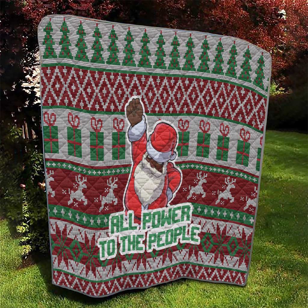 Black Santa Fist Christmas Africa Quilt All Power to the People DT03