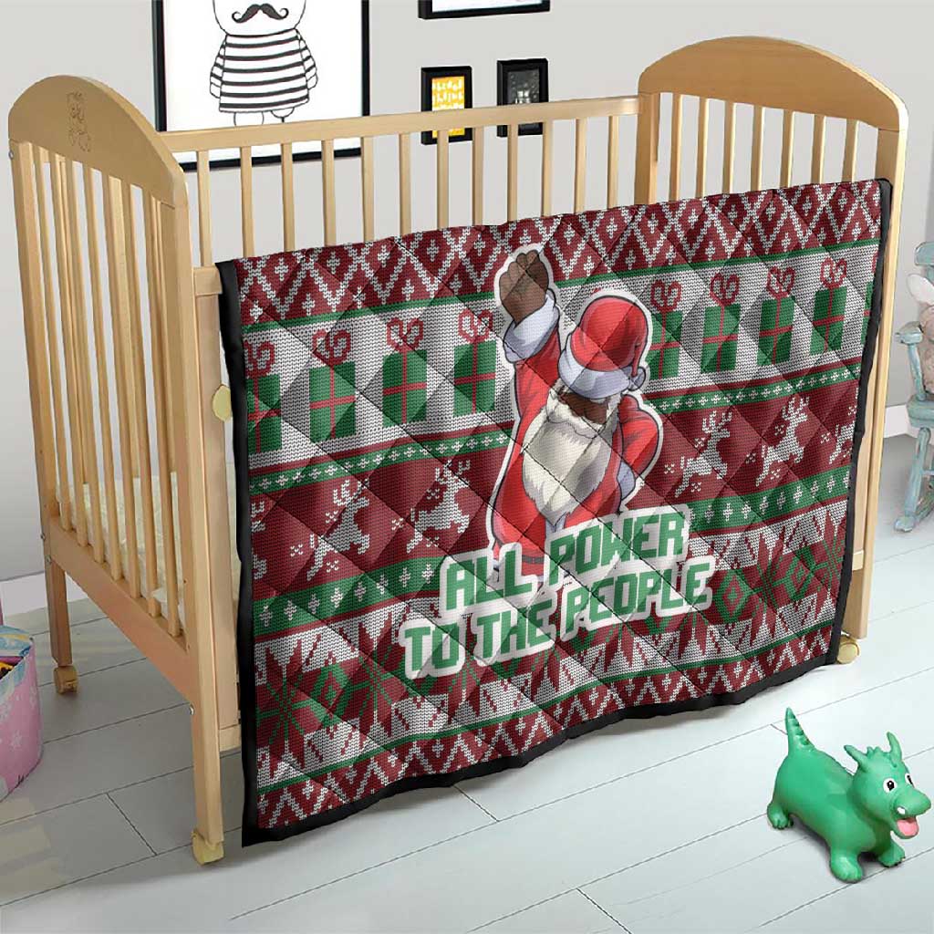 Black Santa Fist Christmas Africa Quilt All Power to the People DT03