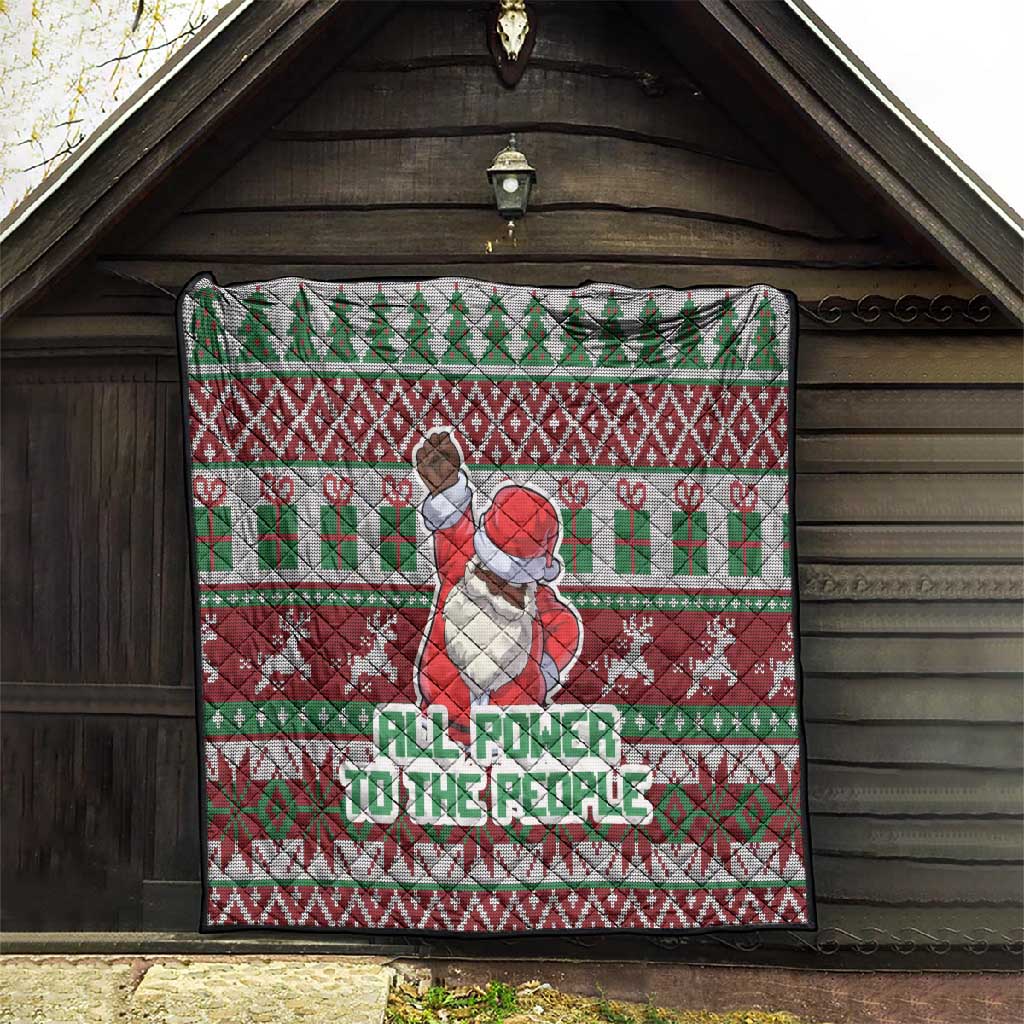 Black Santa Fist Christmas Africa Quilt All Power to the People DT03