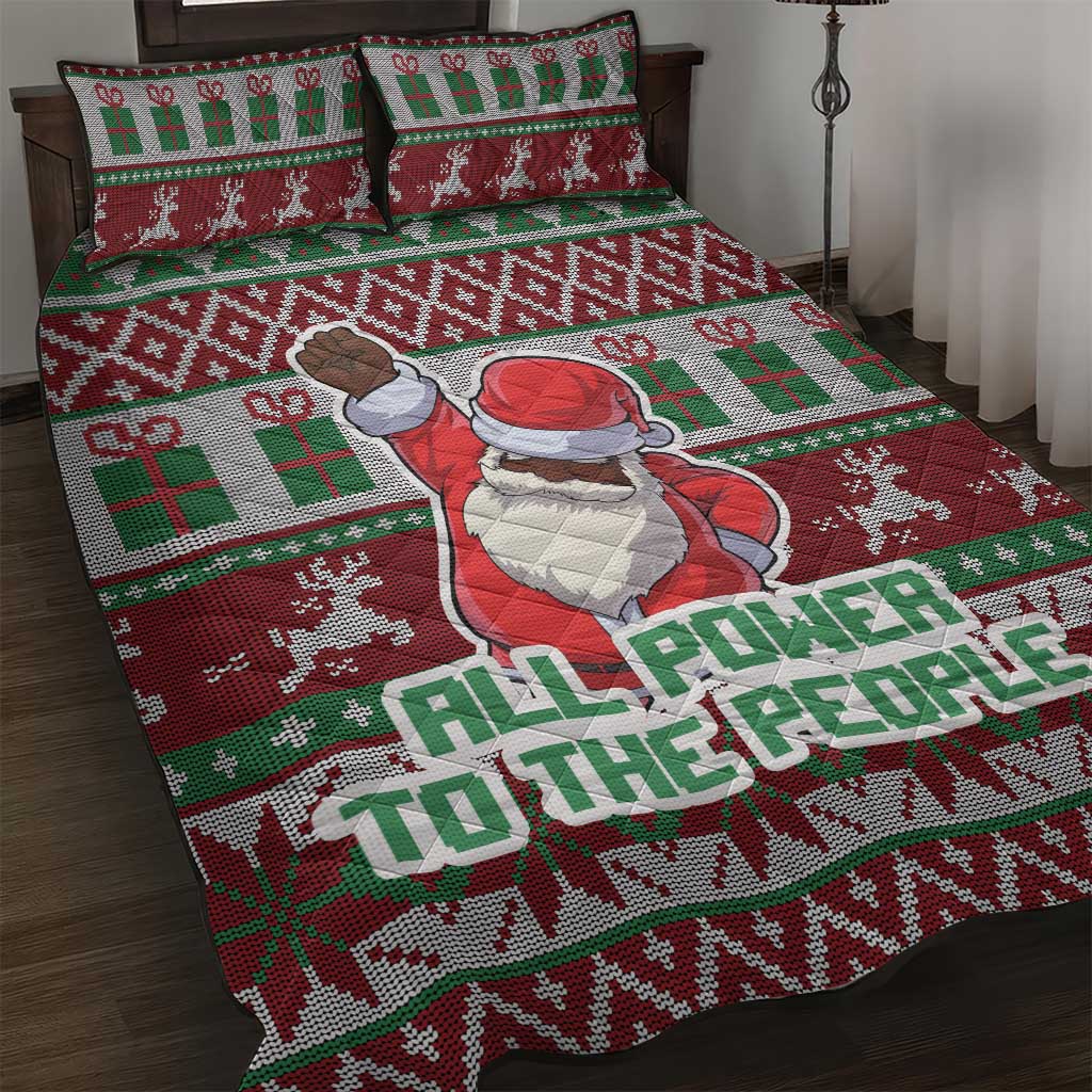 Black Santa Fist Christmas Africa Quilt Bed Set All Power to the People DT03