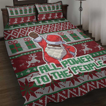 Black Santa Fist Christmas Africa Quilt Bed Set All Power to the People DT03
