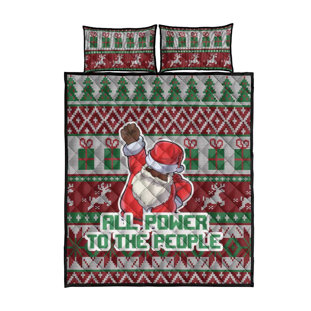 Black Santa Fist Christmas Africa Quilt Bed Set All Power to the People DT03