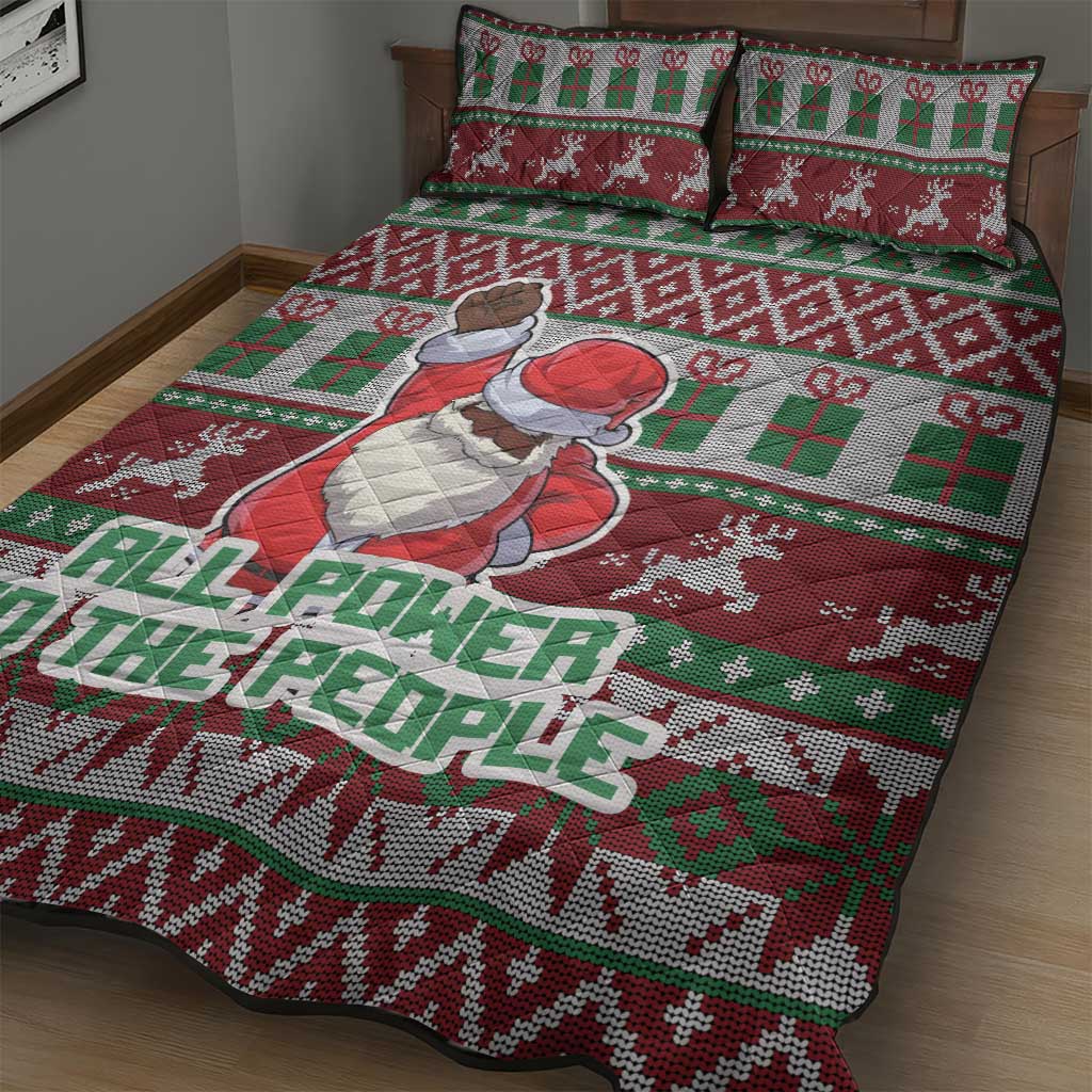 Black Santa Fist Christmas Africa Quilt Bed Set All Power to the People DT03