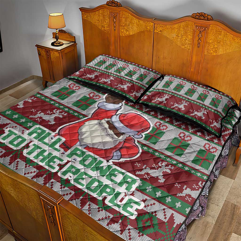 Black Santa Fist Christmas Africa Quilt Bed Set All Power to the People DT03
