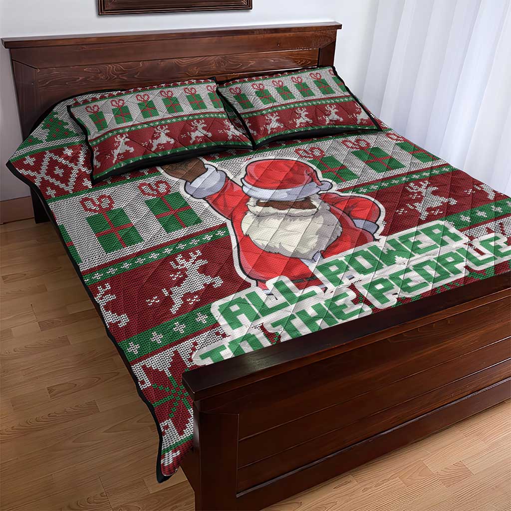 Black Santa Fist Christmas Africa Quilt Bed Set All Power to the People DT03