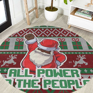 Black Santa Fist Christmas Africa Round Carpet All Power to the People DT03