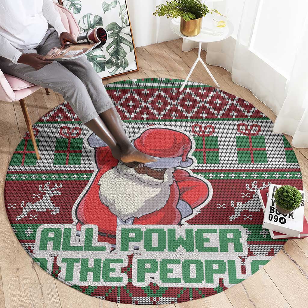 Black Santa Fist Christmas Africa Round Carpet All Power to the People DT03