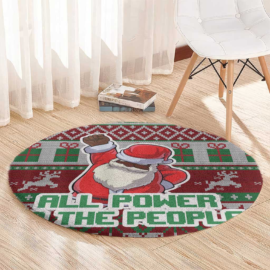 Black Santa Fist Christmas Africa Round Carpet All Power to the People DT03