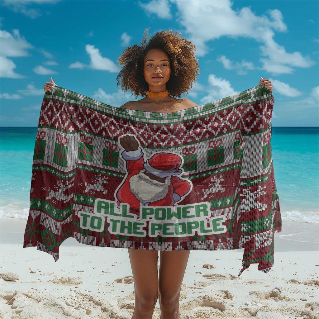 Black Santa Fist Christmas Africa Sarong All Power to the People DT03