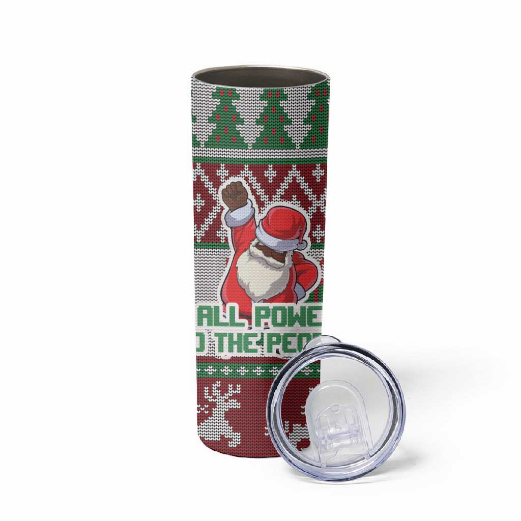 Black Santa Fist Christmas Africa Skinny Tumbler All Power to the People DT03