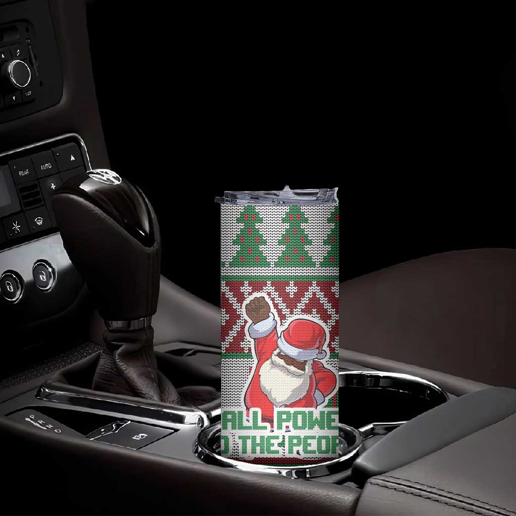 Black Santa Fist Christmas Africa Skinny Tumbler All Power to the People DT03