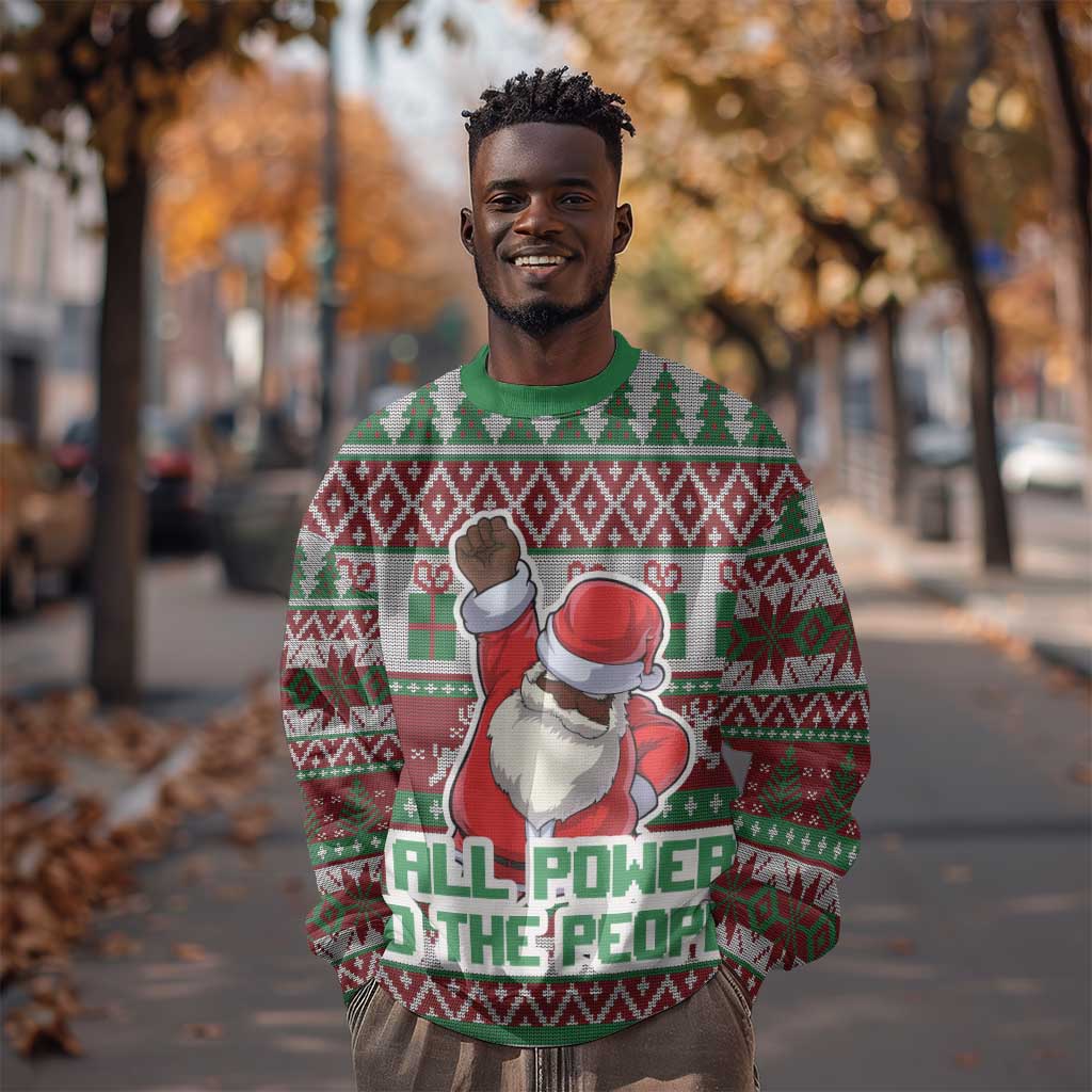 Black Santa Fist Christmas Africa Sweatshirt All Power to the People DT03