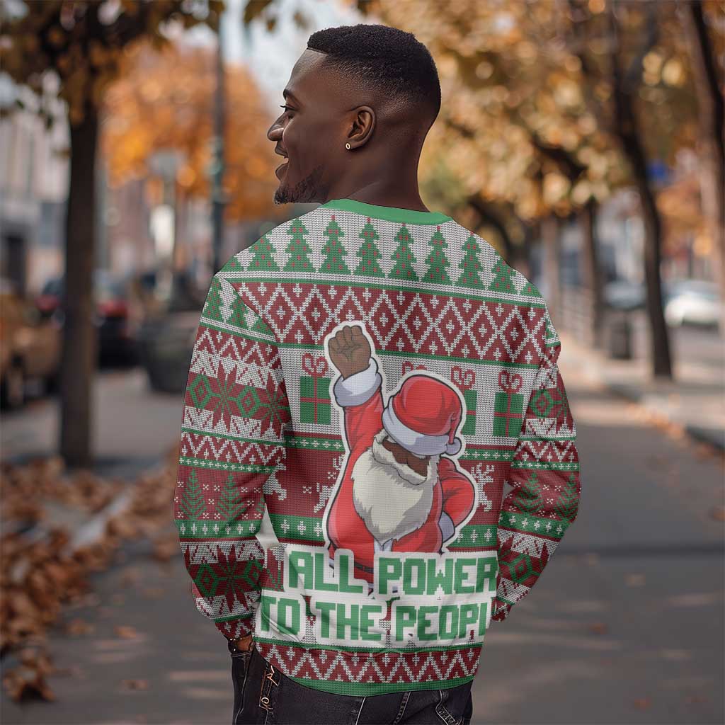 Black Santa Fist Christmas Africa Sweatshirt All Power to the People DT03