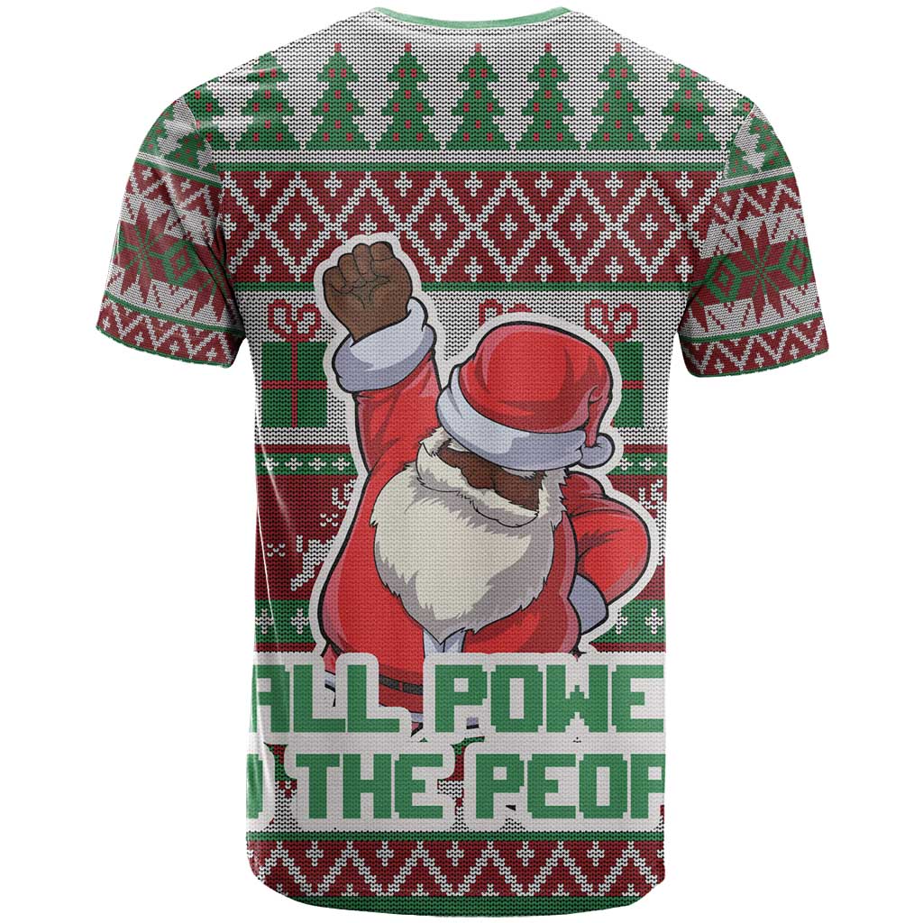 Black Santa Fist Christmas Africa T shirt All Power to the People DT03