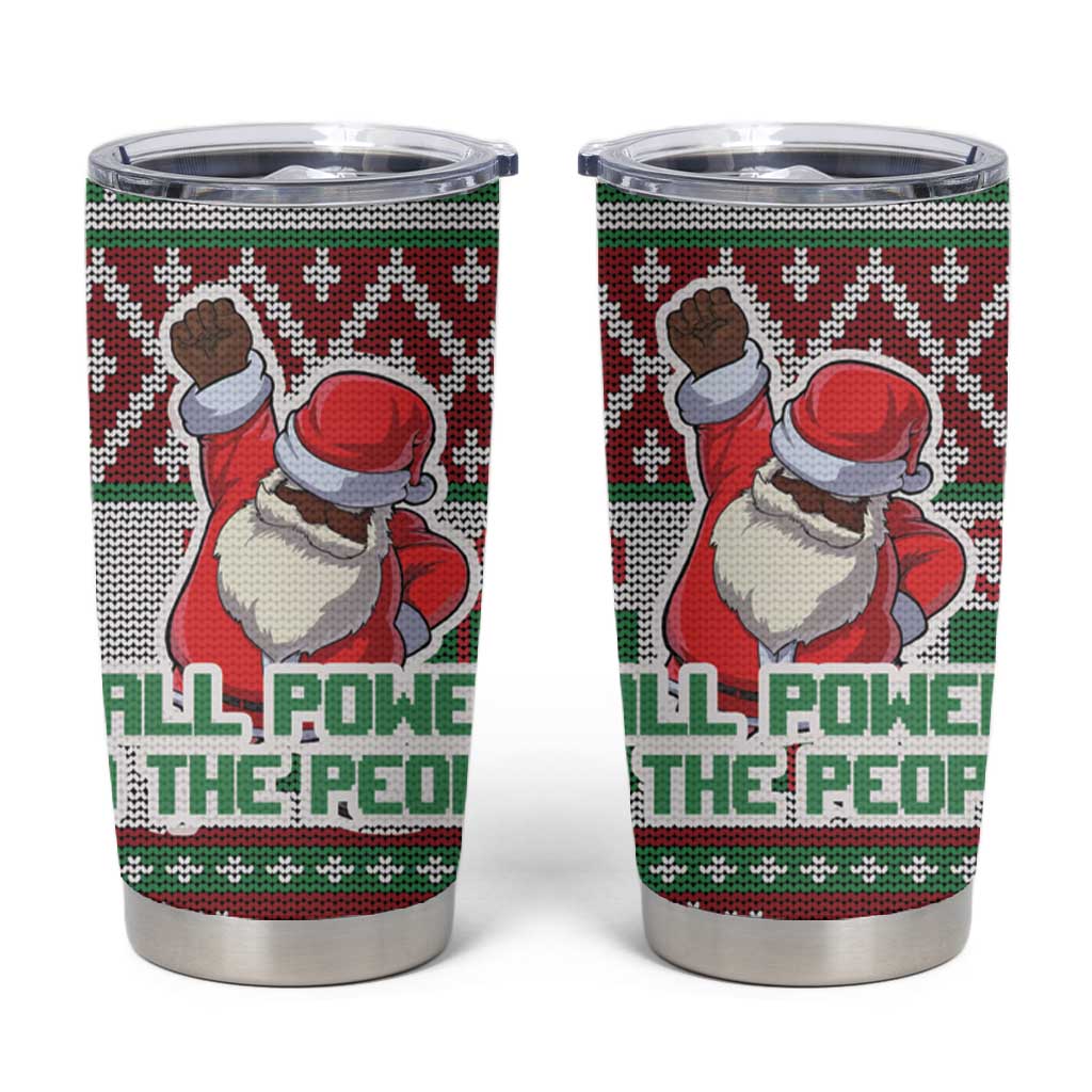 Black Santa Fist Christmas Africa Tumbler Cup All Power to the People DT03