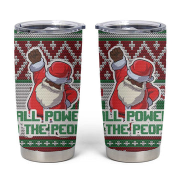 Black Santa Fist Christmas Africa Tumbler Cup All Power to the People DT03