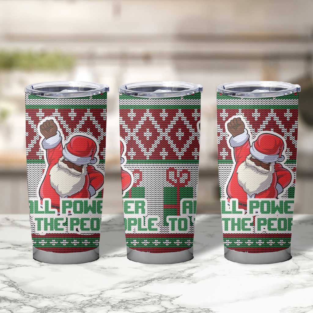 Black Santa Fist Christmas Africa Tumbler Cup All Power to the People DT03