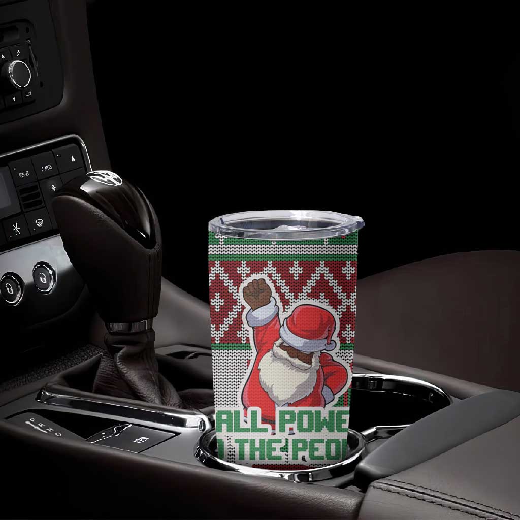Black Santa Fist Christmas Africa Tumbler Cup All Power to the People DT03