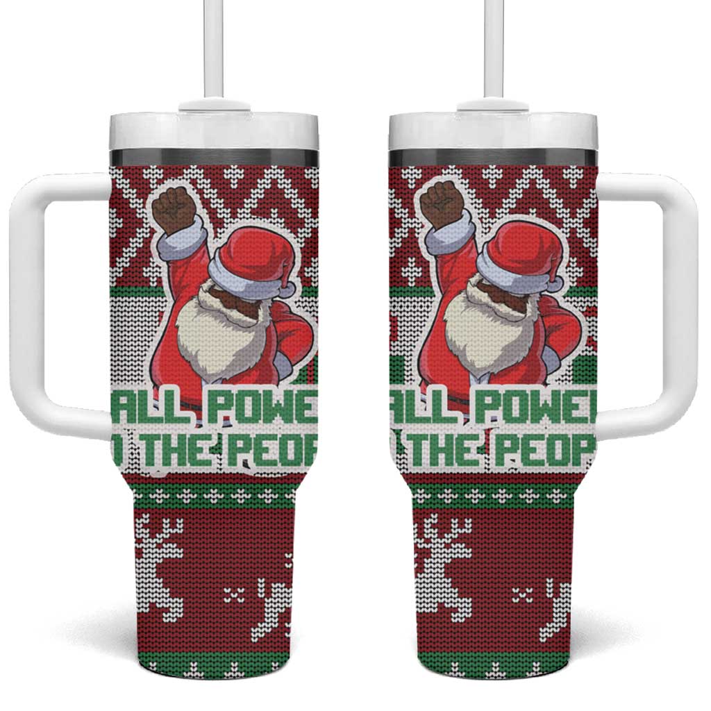 Black Santa Fist Christmas Africa Tumbler With Handle All Power to the People DT03