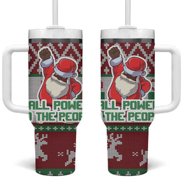 Black Santa Fist Christmas Africa Tumbler With Handle All Power to the People DT03