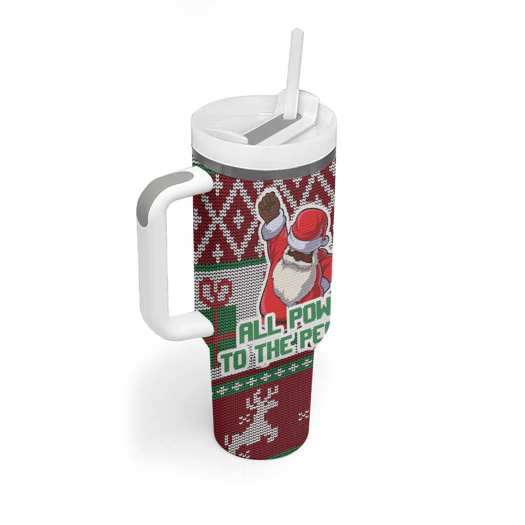 Black Santa Fist Christmas Africa Tumbler With Handle All Power to the People DT03
