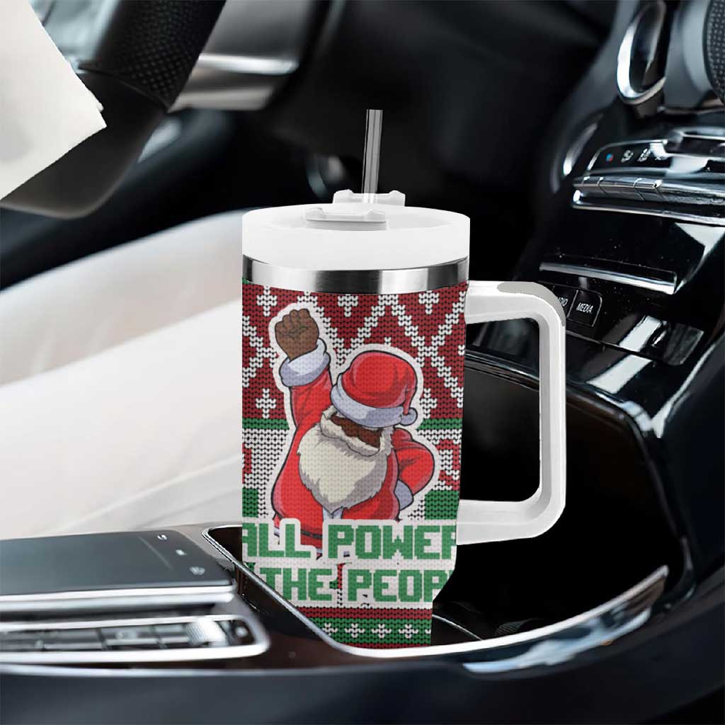 Black Santa Fist Christmas Africa Tumbler With Handle All Power to the People DT03