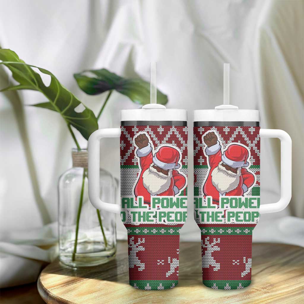 Black Santa Fist Christmas Africa Tumbler With Handle All Power to the People DT03