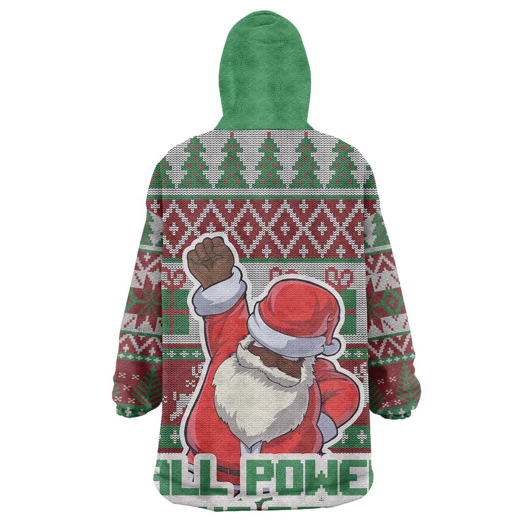 Black Santa Fist Christmas Africa Wearable Blanket Hoodie All Power to the People DT03