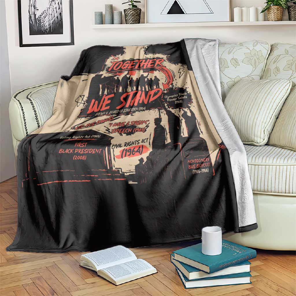 Together We Stand African American Blanket Important Milestones History Vintage DT03