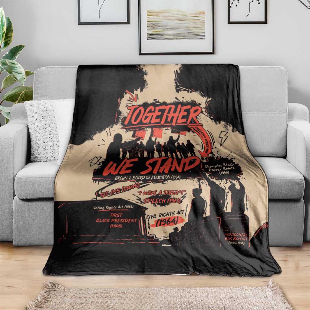 Together We Stand African American Blanket Important Milestones History Vintage DT03