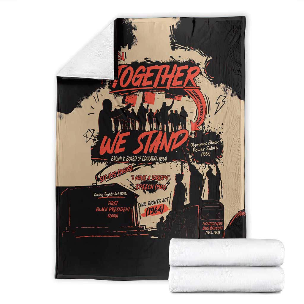 Together We Stand African American Blanket Important Milestones History Vintage DT03