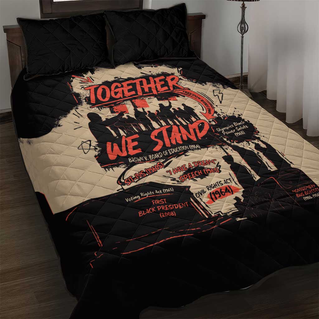 Together We Stand African American Quilt Bed Set Important Milestones History Vintage DT03