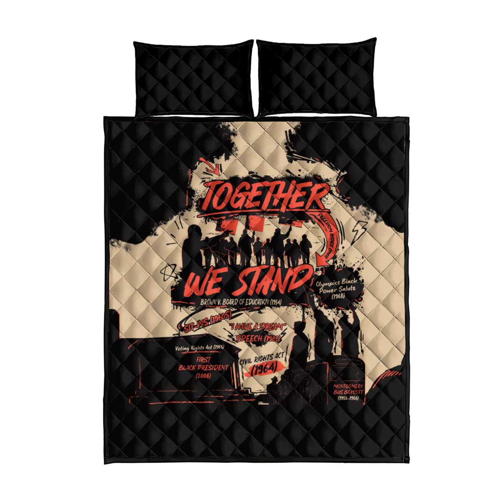 Together We Stand African American Quilt Bed Set Important Milestones History Vintage DT03